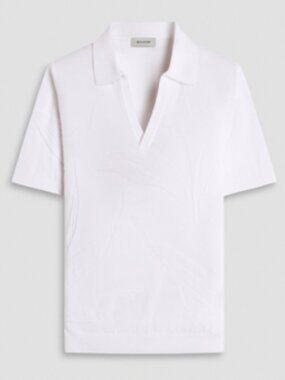 Bugatchi  White Abstract Short Sleeve Sweater in Medium